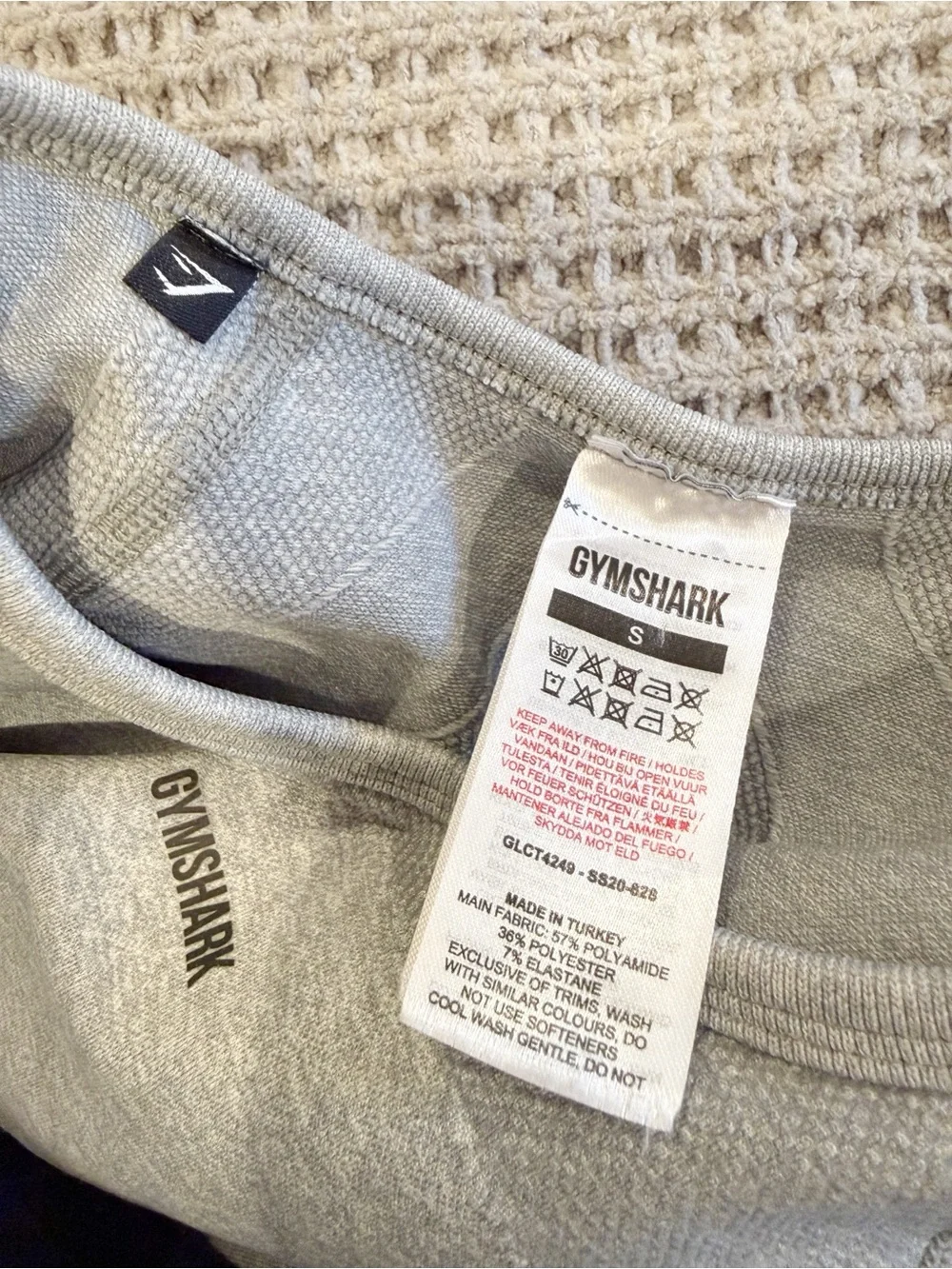 GYMSHARK Flex Long Sleeve Top and Leggings Matching Set‎ size Small Light Grey